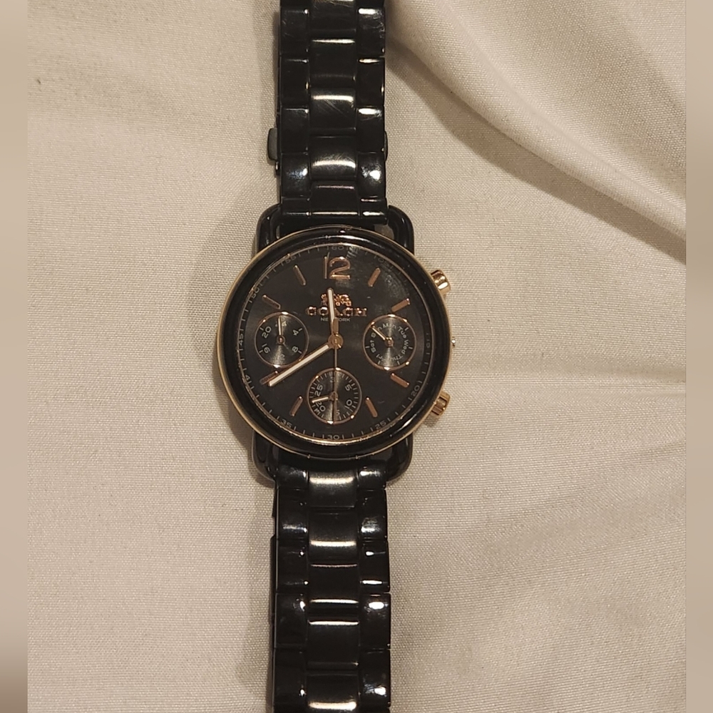 Coach Black and Gold Chronograph Watch
